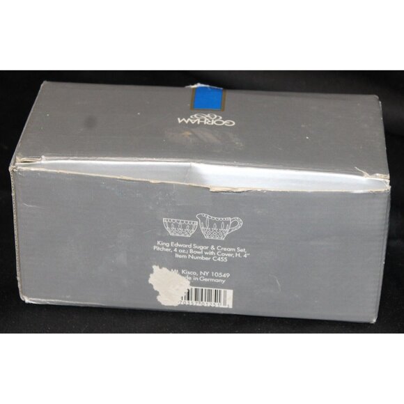 Vtg Gorham King Edward Collection Sugar & Cream Set C455 Glass Lead Crystal Lid - Picture 12 of 12